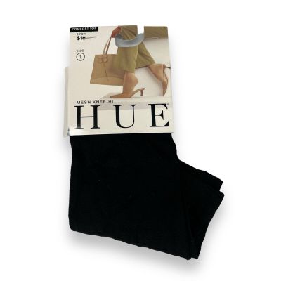 HUE Womens Size 1 Mesh Knee High Black One Pair New